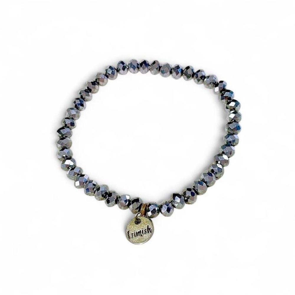 Erimish Black Metallic Beaded Bracelet